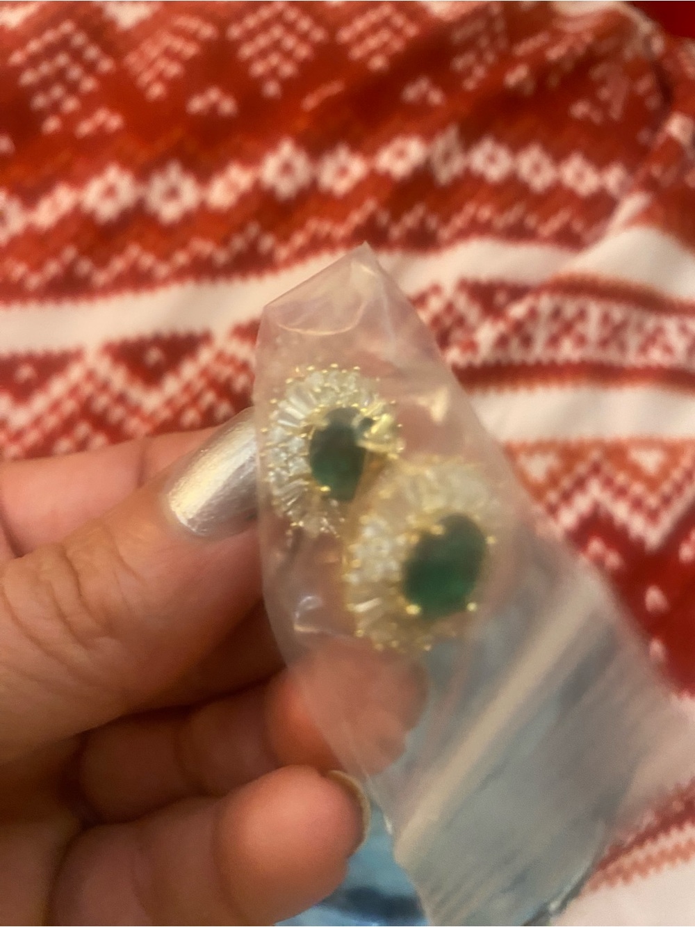 Gold-Tone Green Stone Sunburst Stud Earrings - Unbranded